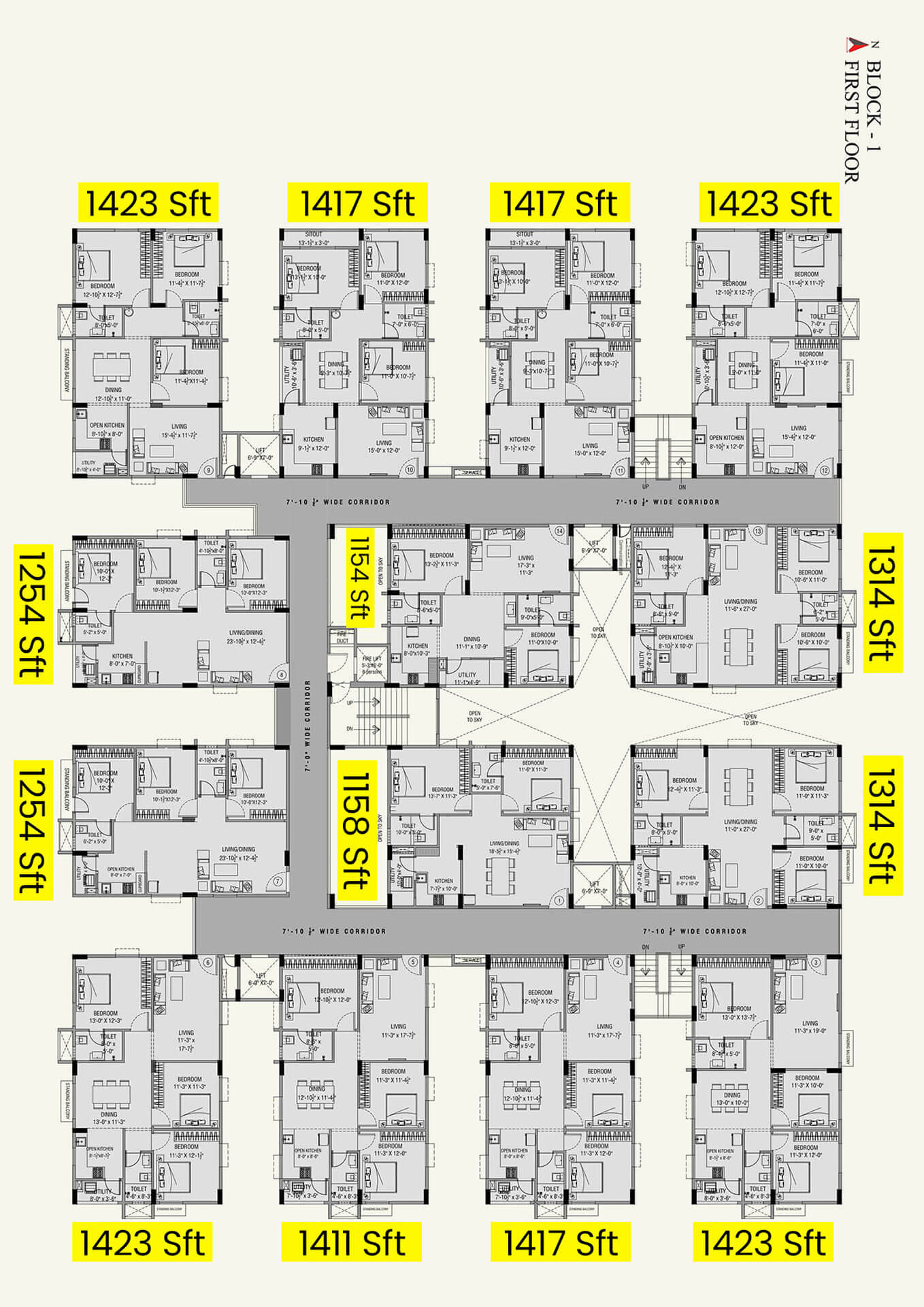 Block I First Floor Plan | MVV Green Field