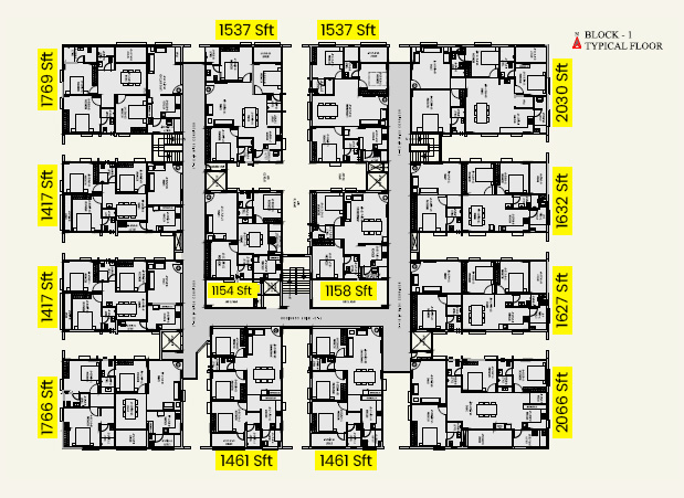 Block I Floor Plan | Typical Floor | MVV Green Field