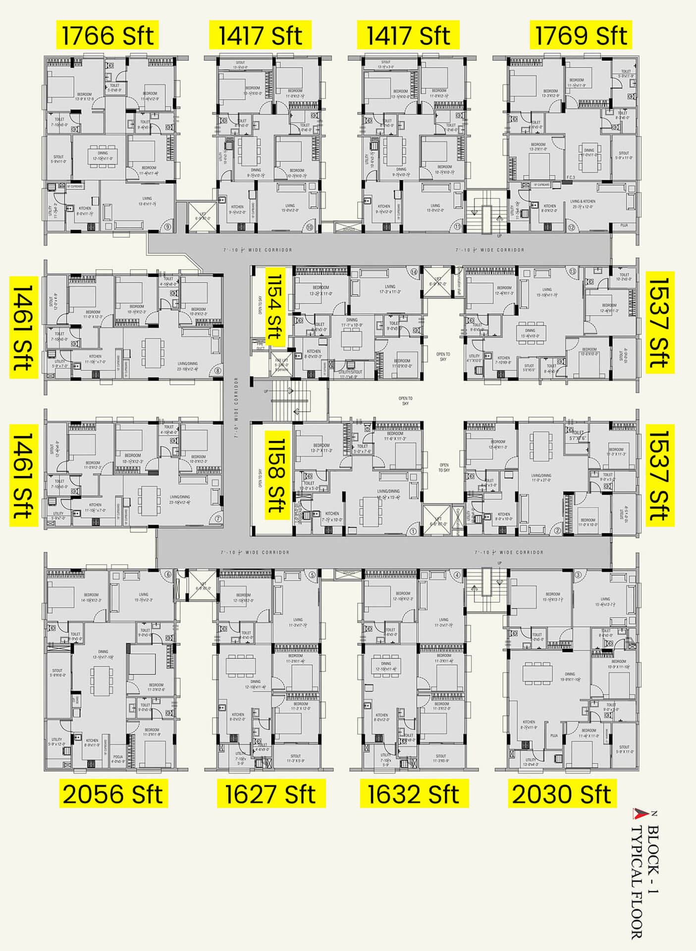 Block I Typical Floor Plan | MVV Green Field