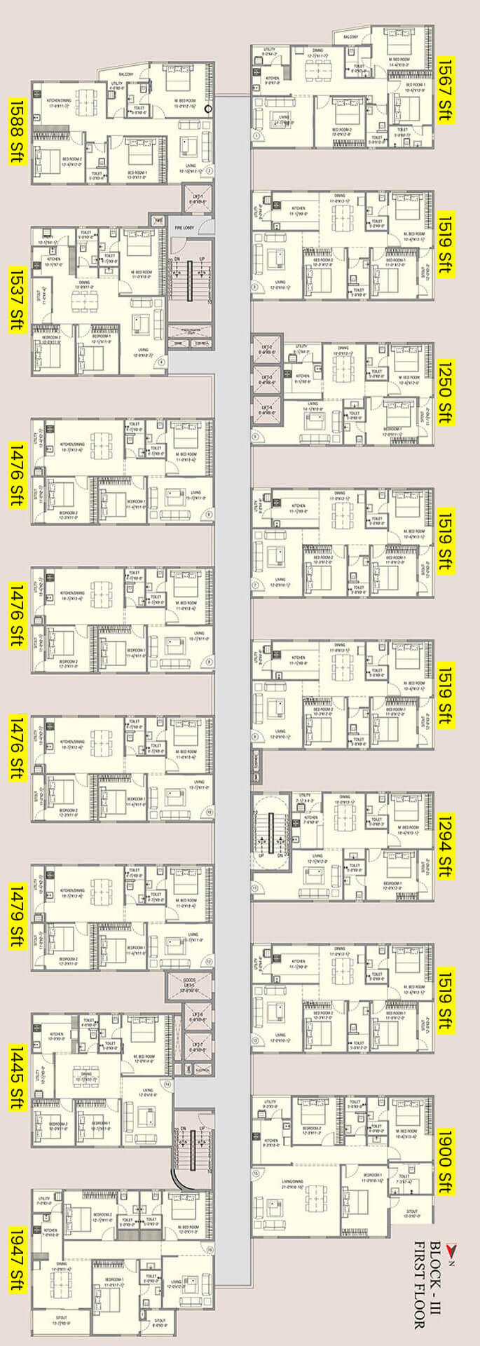 Block III First Floor Plan | MVV Green Field