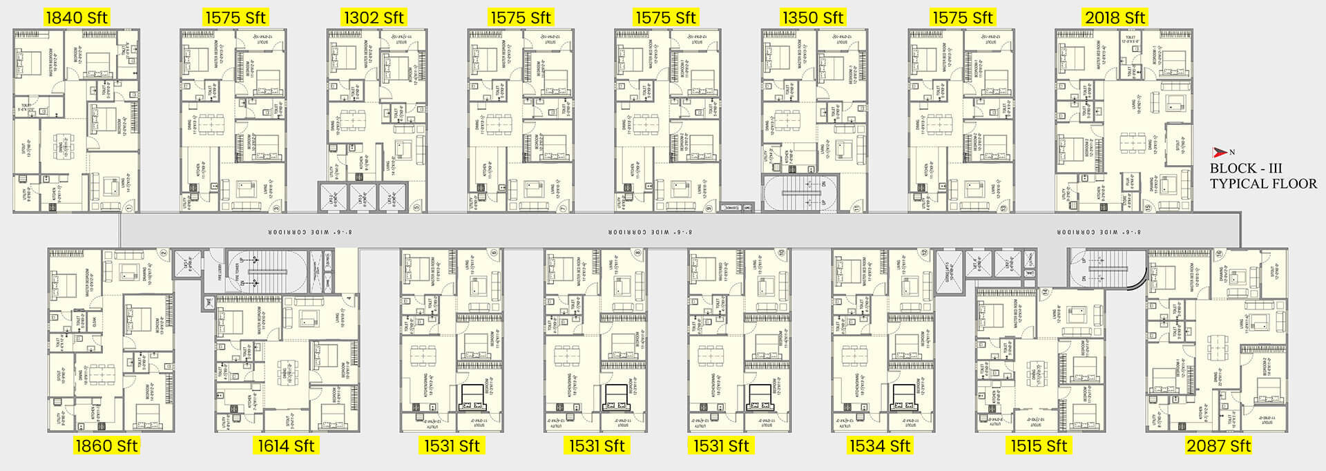 Block III Typical Floor Plan | MVV Green Field