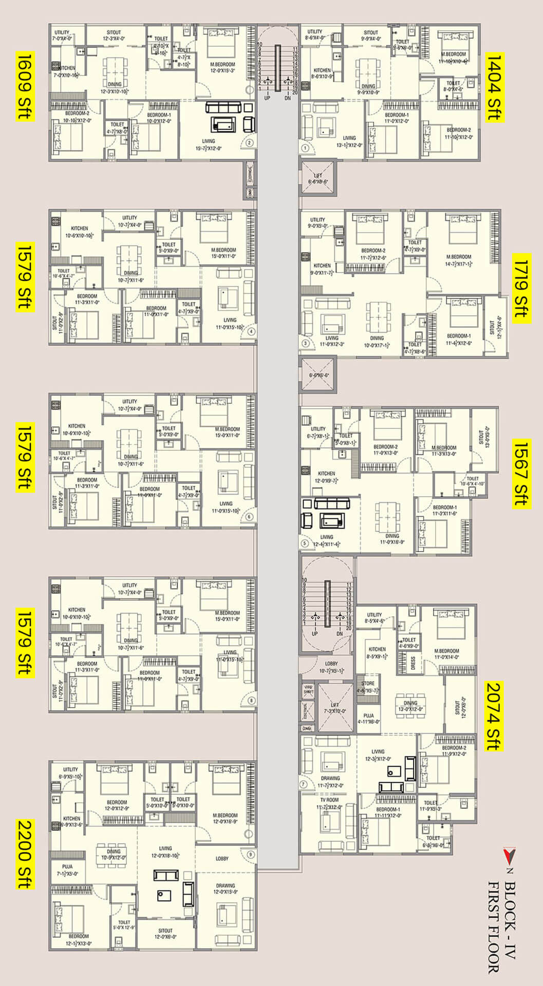 Block IV First Floor Plan | MVV Green Field