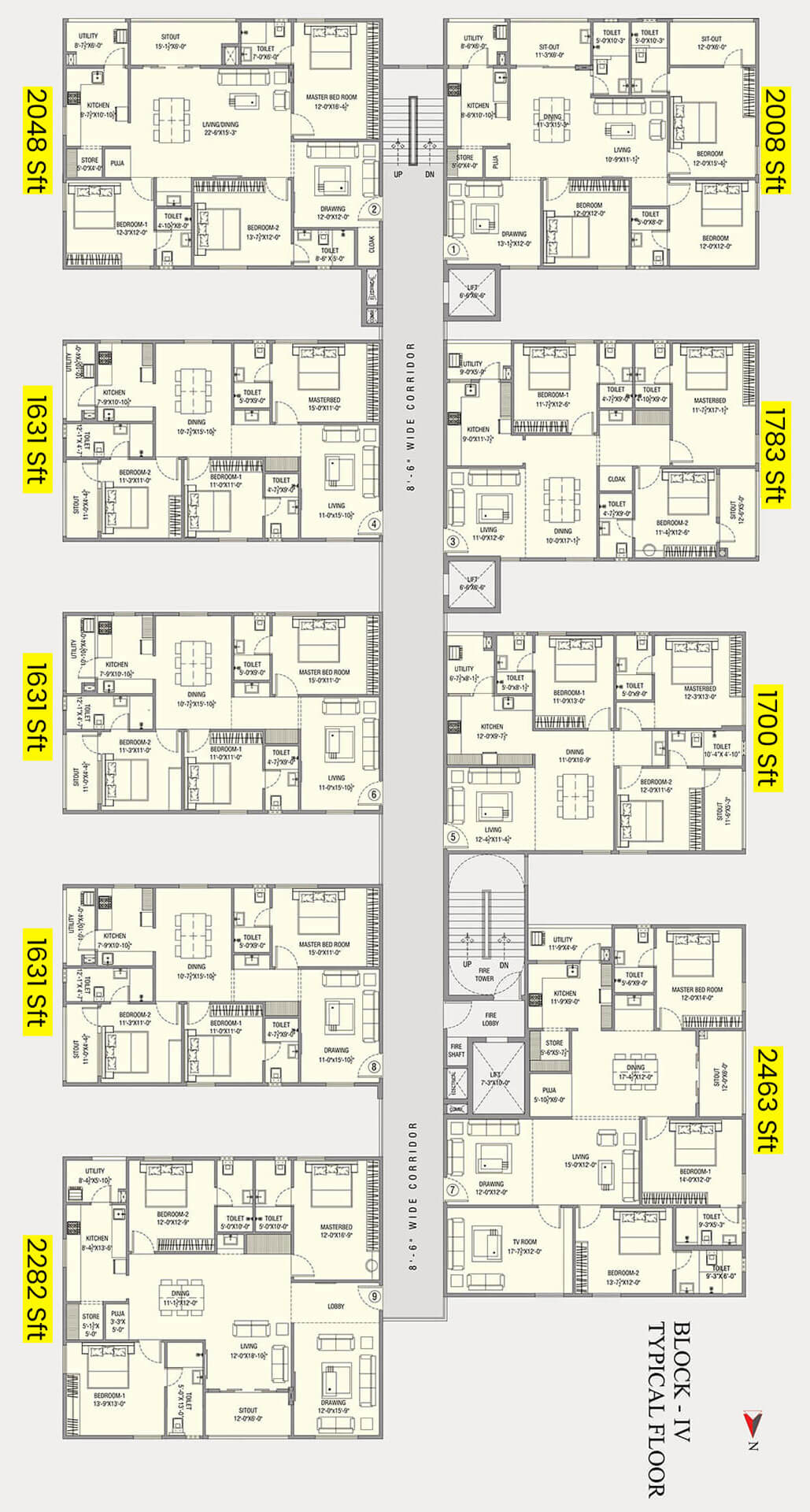 Block IV Typical Floor Plan | MVV Green Field